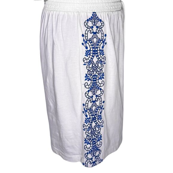 Ralph Lauren Women's Dress White Blue Embroidered Elastic Waist Beach Summer S - Picture 5 of 10